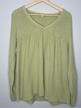 Astrologie Light Green Gauze Top with Long Sleeves (Large)
